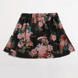 Black Floral Mini Skirt 1XL